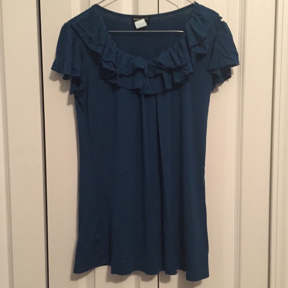 Teal Ruffle topped blouse